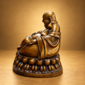 Large Brass Laughing Buddha Statue — Alternate studio view