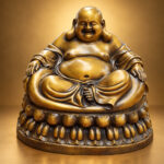 Large Brass Laughing Buddha Statue — Front studio view
