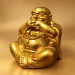 Gold Laughing Buddha Statue — angled studio view