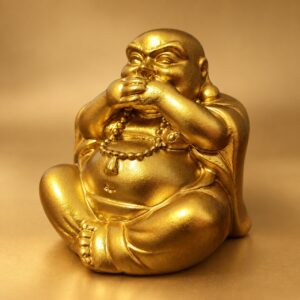 Gold Laughing Buddha Statue — angled studio view