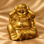Gold Laughing Buddha Statue — front studio view