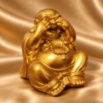 Gold Laughing Buddha Statue — angled studio view