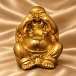 Gold Laughing Buddha Statue — front studio view