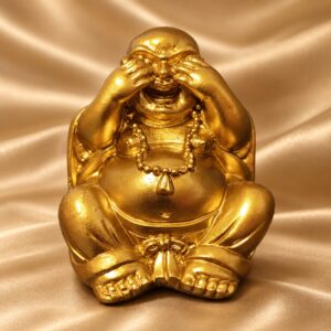 Gold Laughing Buddha Statue — front studio view