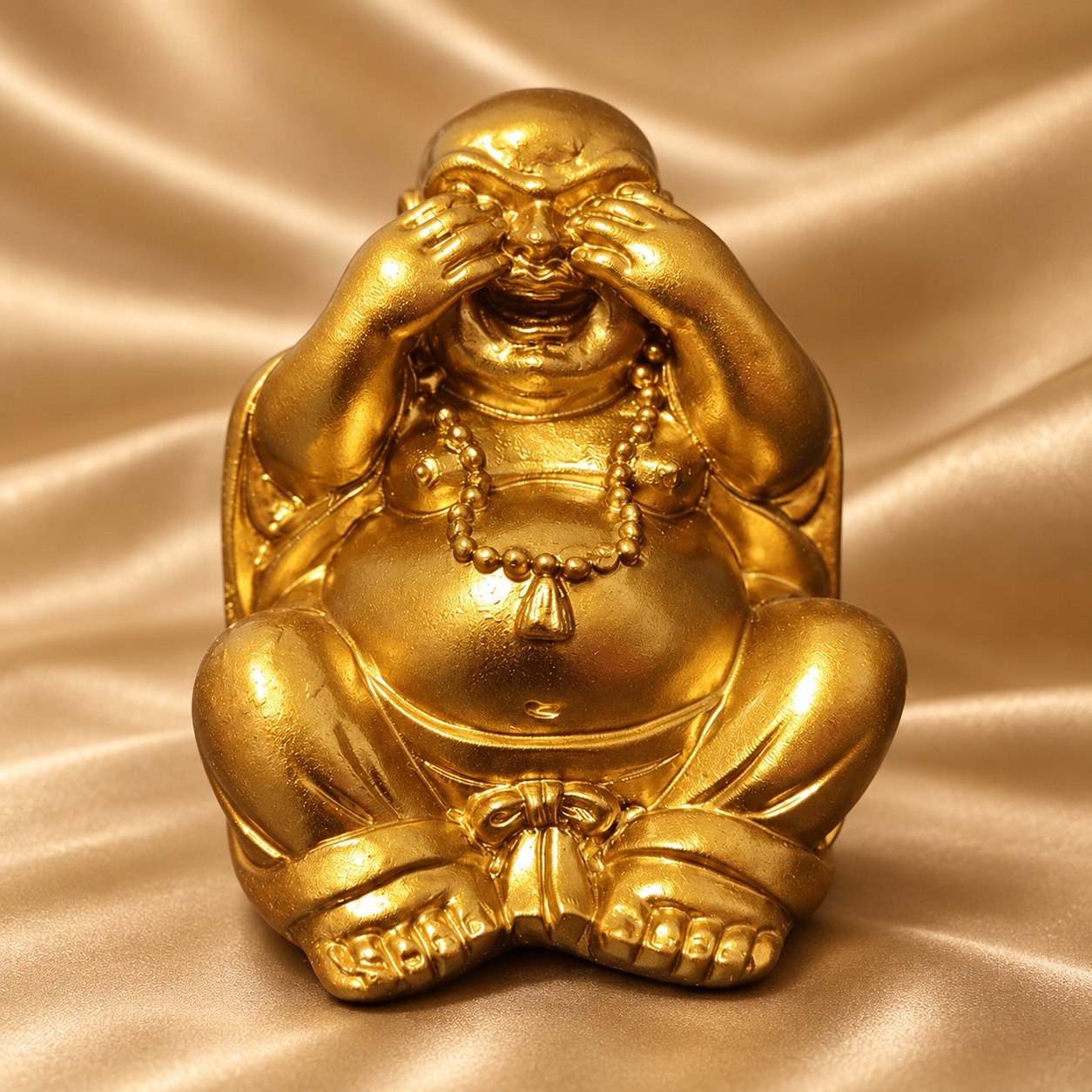Gold Laughing Buddha Statue — front studio view Gold Laughing Buddha Statue — front studio view