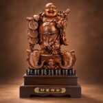 Laughing Buddha Statue with Fish Pair — front studio view