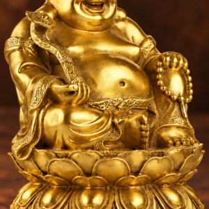 Studio detail close-up of the LBS-P038 Laughing Buddha statue from the existing front view