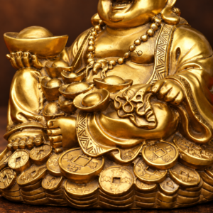 Studio detail close-up of the LBS-P039 Laughing Buddha statue from the existing front view