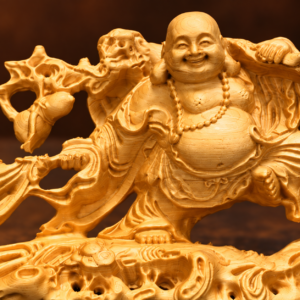 Studio detail close-up of the LBS-P041 Laughing Buddha statue from the existing front view