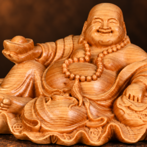 Studio detail close-up of the LBS-P042 Laughing Buddha statue from the existing front view