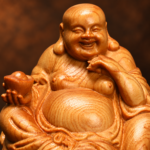 Studio detail close-up of the LBS-P044 Laughing Buddha statue from the existing front view