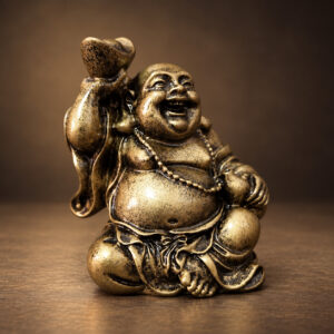Mini Laughing Buddha Statue with Raised Ingot — Alternate studio view