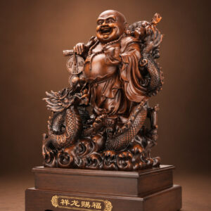 Laughing Buddha and Dragon Statue — Alternate studio view