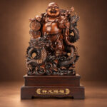 Laughing Buddha and Dragon Statue — Front studio view
